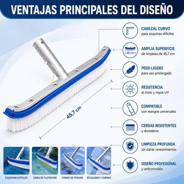 Cepillo para Paredes y Azulejos de Piscina 45,7 cm