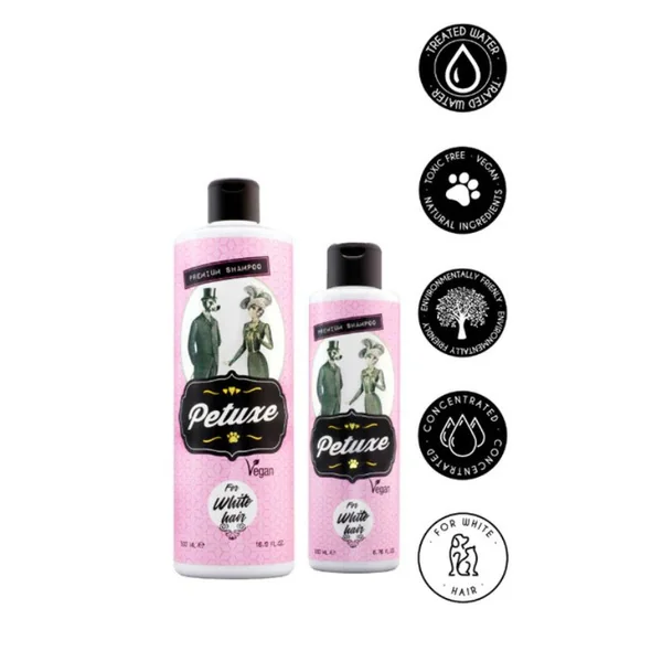 Champú para perros y gatos de pelo blanco Petuxe