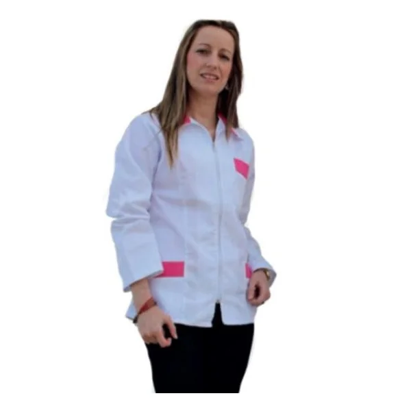 Chaqueta de Cremallera y Cuello con Solapa Manga Larga