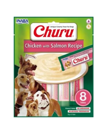 Churu 8P Receta de Pollo y Salmón Puré para Perros