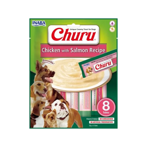 Churu 8P Receta de Pollo y Salmón Puré para Perros