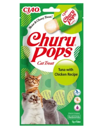 Churu cat POPS atún con pollo snacks en barritas gatos 12x(4×15) g