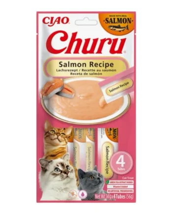 Churu Crema Inaba Salmón para Gatos — Snack Líquido Sin Cereales