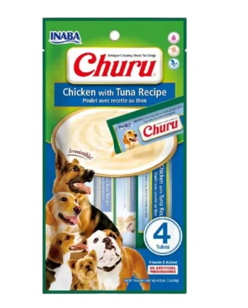 Churu Dog Receta Pollo y Atún para Perros — Snack Cremoso Inaba