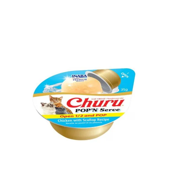 Churu Gato Pop´N Serve Pollo y Vieira 2 x 35g – Snack húmedo para gatos en tarrina