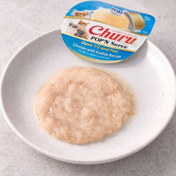 Churu Gato Pop´N Serve Pollo y Vieira 2 x 35g – Snack húmedo para gatos en tarrina