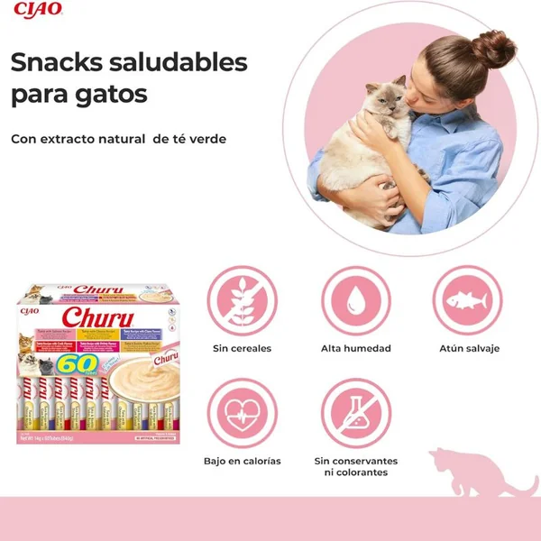 Churu Gatos Snack Líquido Atún | Pack 60 x 14 g