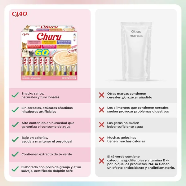 Churu Gatos Snack Líquido Atún | Pack 60 x 14 g