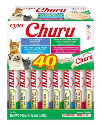 Churu Gatos Snack Líquido Atún y Marisco | Pack 40 x 14 g