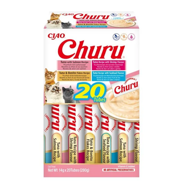 Churu Gatos Snack Líquido Marisco | Pack 20 x 14 g