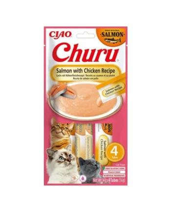 Churu Puré Receta De Salmón con Pollo Gatos