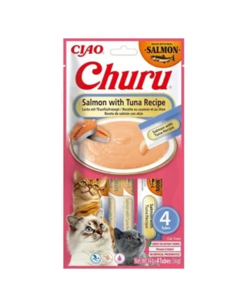 Churu Receta de Salmón con Atún Puré para Gatos