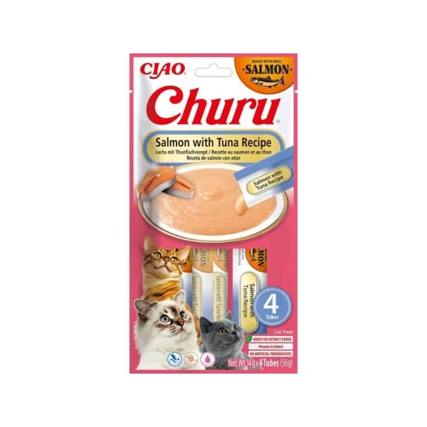 Churu Receta de Salmón con Atún Puré para Gatos