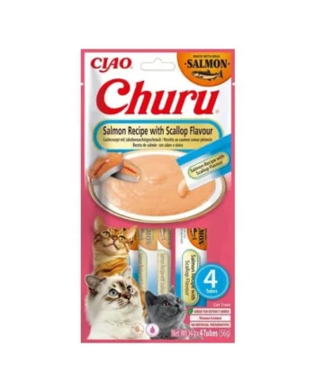 Churu Receta de Salmón con Vieira Puré para Gatos