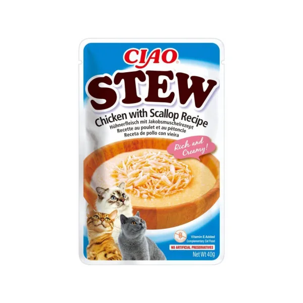 Churu Stew Receta Pollo y Vieira Gatos