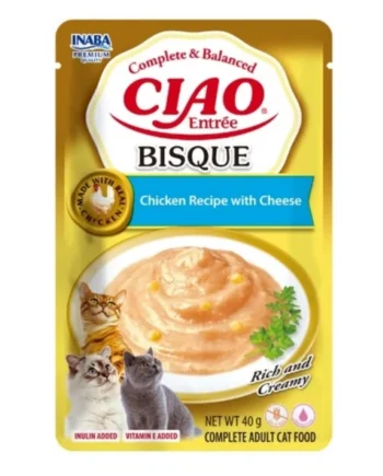 Ciao Entrée Bisque Pollo con Queso para Gatos – Comida Húmeda Completa