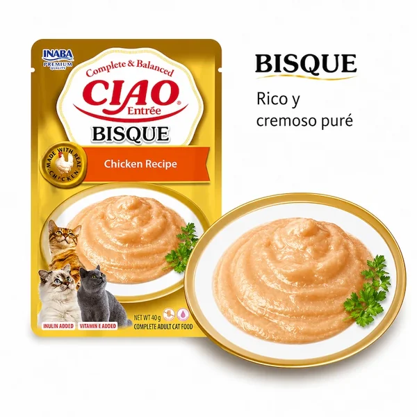 Ciao Entrée Bisque Pollo para Gatos – Comida Húmeda Completa