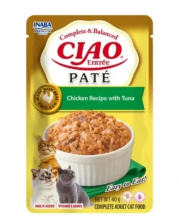 Ciao Entrée Paté Pollo con Atún para Gatos – Comida Húmeda Completa