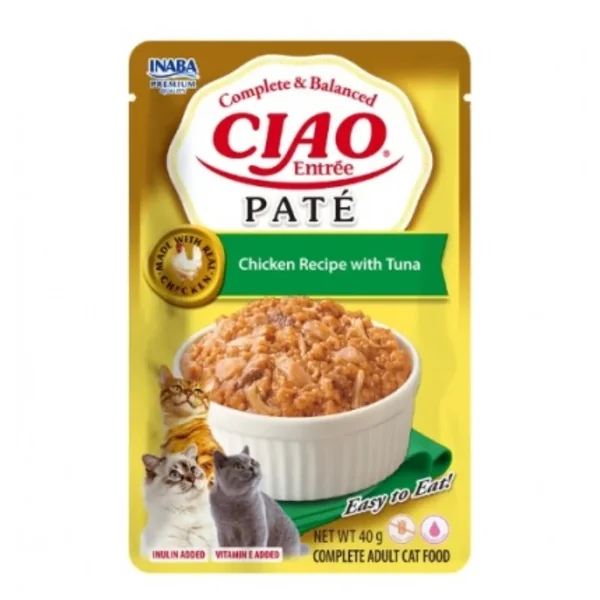Ciao Entrée Paté Pollo con Atún para Gatos – Comida Húmeda Completa