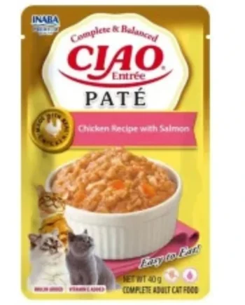 Ciao Entrée Paté Pollo con Salmón para Gatos – Comida Húmeda Completa