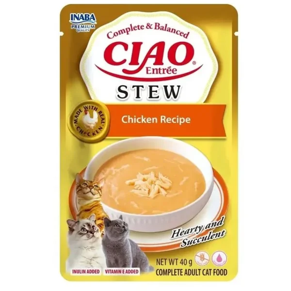 Ciao Entrée Stew Guiso de Pollo para Gatos – Comida Húmeda Completa
