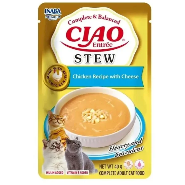 Ciao Entrée Stew Guiso Pollo con Queso para Gatos – Comida Húmeda Completa