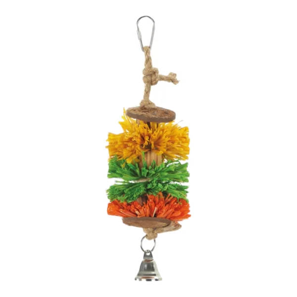 Cilindro Piñata para Pájaros — Juguete de Fibra Natural con Campanita