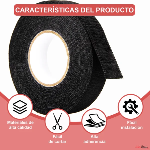 Cinta Tela Adhesiva 9mm 15m Negro