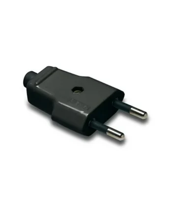 Clavija enchufe bipolar recto macho 10A 250V Negro