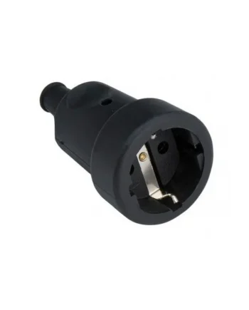 Clavija enchufe schuko recto goma hembra 16 A Negro