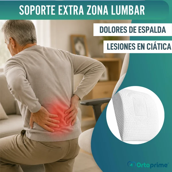Cojín de Espuma Viscoelástica Lumbar | Blanco