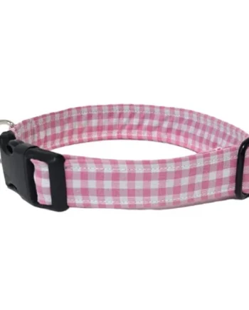 Collar de Nylon para Perro Click Vichy Rosa
