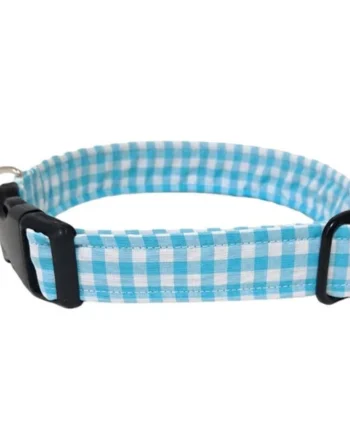Collar de Nylon para Perro Click Vichy Turquesa