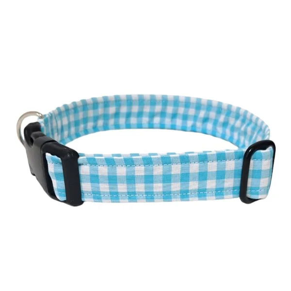 Collar de Nylon para Perro Click Vichy Turquesa