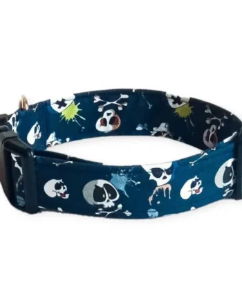 Collar de Perro de Nylon Click Calaveras Azules