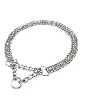 Collar Doble Cadena Acero Para Mascotas