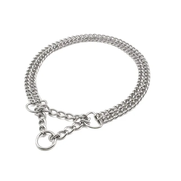 Collar Doble Cadena Acero Para Mascotas