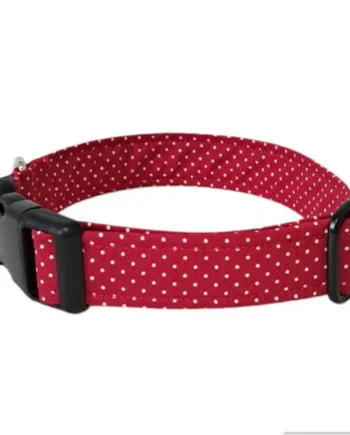 Collar Mini Perro Topitos Granate