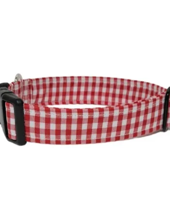 Collar Nylon Perro Click Vichy Rojo