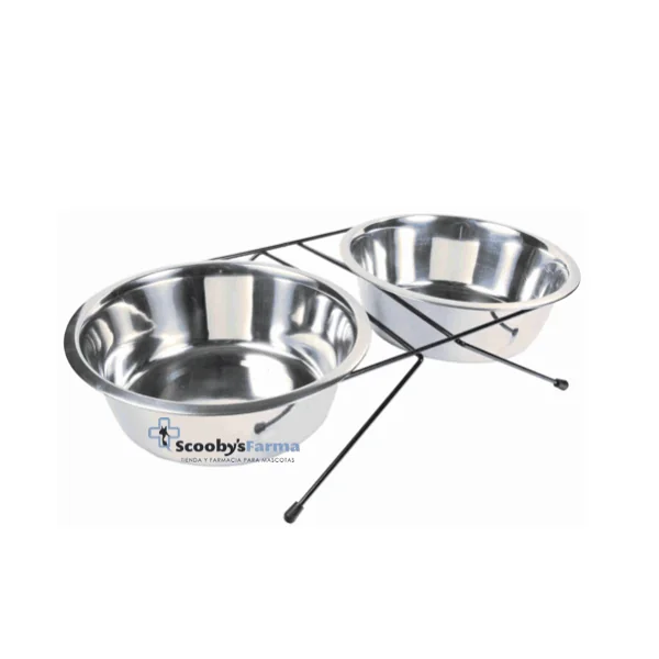 Comedero acero Inoxidable con Soporte 2 unidades perros gatos
