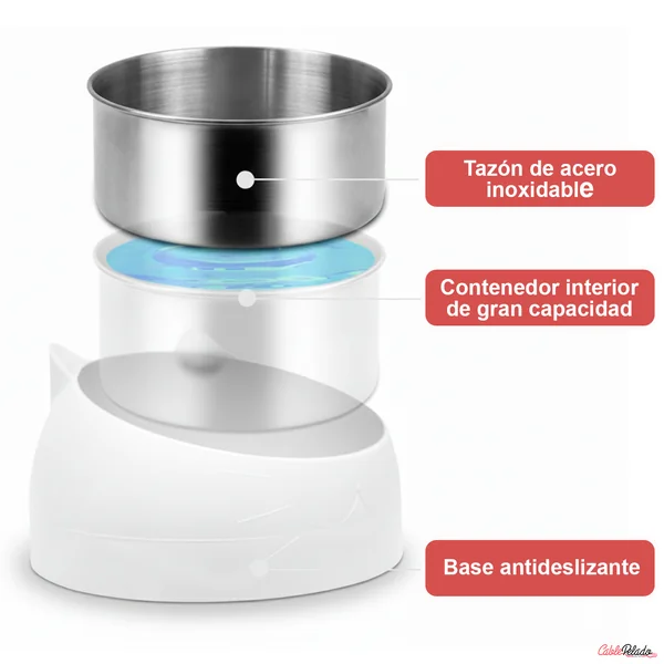 Comedero Inclinado Con Orejas Para Mascotas Blanco