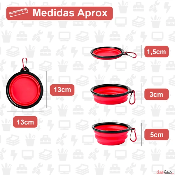 Comedero Plegable para Mascotas 450 ml Rojo