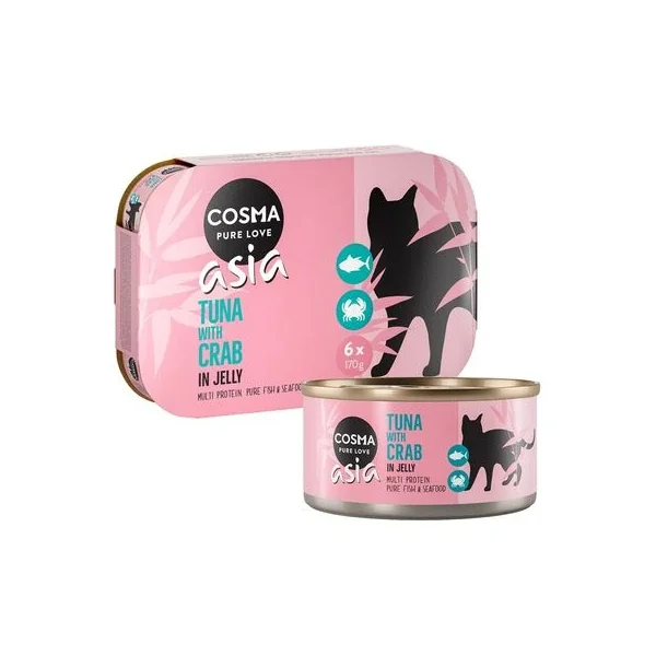 Compra pequeños clásicos Cosma Asia En Gelatina 6 X 170 G en Gatospetshop.com Bilbao España.