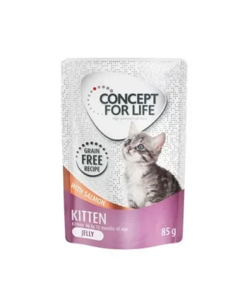 Concept For Life Kitten Sin Cereales Con Salmón En Salsa duradero y de bajo mantenimiento disponible en Gatospetshop.com en Murcia España.