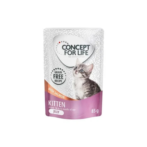 Concept For Life Kitten Sin Cereales Con Salmón En Salsa duradero y de bajo mantenimiento disponible en Gatospetshop.com en Murcia España.