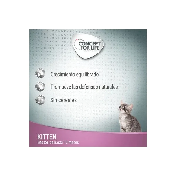 Concept For Life Kitten Sin Cereales Con Salmón En Salsa duradero y de bajo mantenimiento disponible en Gatospetshop.com en Murcia España.