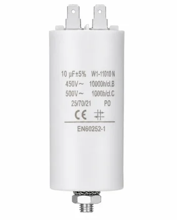 Condensador | 10 uF | 450 V | Faston | 1 uds. 10.0 uF Blanco