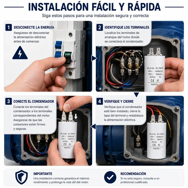Condensador | 20 uF | 450 V | Faston | 1 uds. 20.0 uF