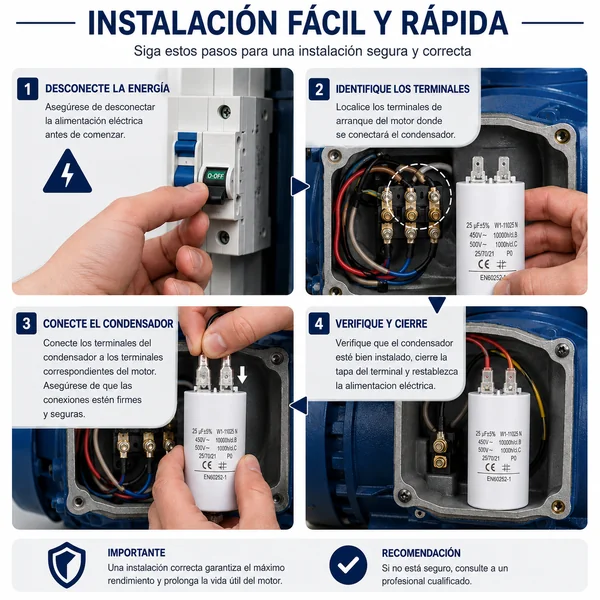 Condensador | 25 uF | 450 V | Faston | 1 uds. 25.0 uF