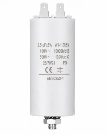 Condensador | 2.5 uF | 450 V | Faston | 1 uds. 2.5 uF Blanco